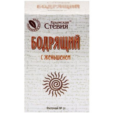 Натуральные товары Фиточай Крымская Стевия «Бодрящий» с женьшенем (50 г)