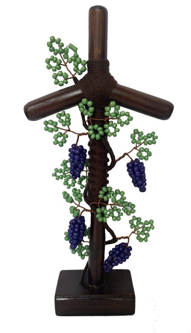 Утварь и подарки Крест святой Нины с декоративной лозой из бисера, на подставке