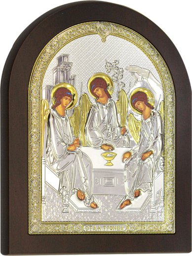 Иконы Троица икона в серебряном окладе 16,5 х 21,5 см