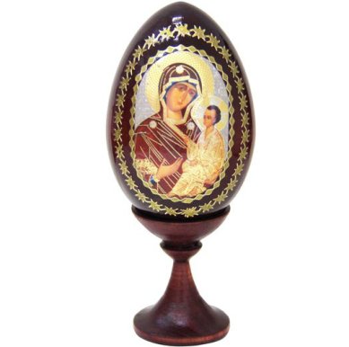 Утварь и подарки Яйцо на подставке с образом Пресвятой Богородицы «Тихвинская»