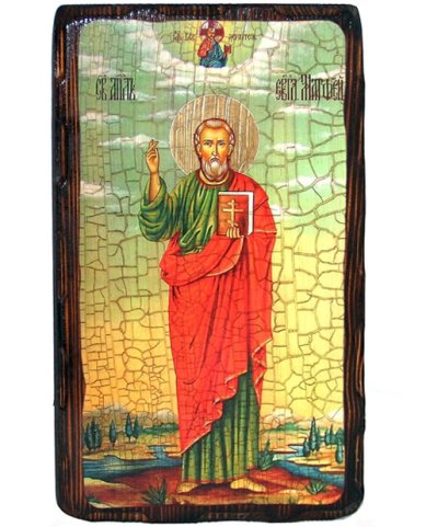 Иконы Матфей апостол икона на дереве под старину (16 х 27 см)