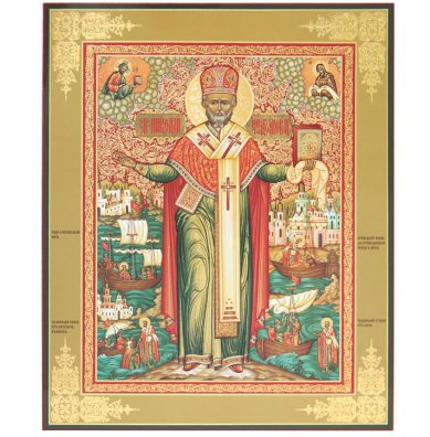 Иконы Николай Чудотворец на оргалите (33 х 41,5 см,Софрино)
