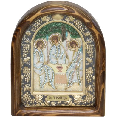 Иконы Святая Троица, икона из бисера (18,5 х 23 см)