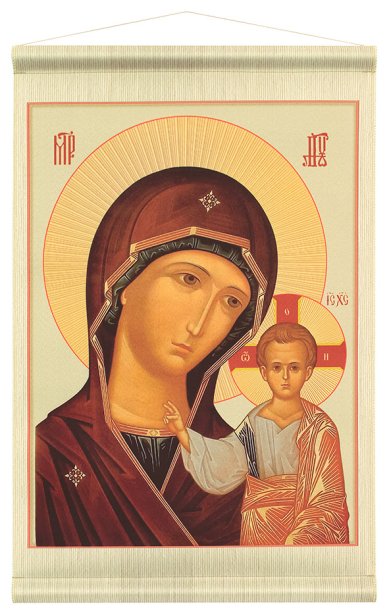Иконы Икона Богородицы «Казанская» на ткани, 45х23 см