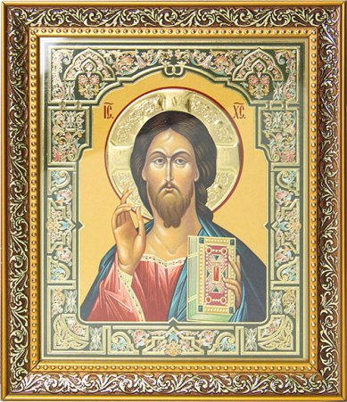 Иконы Спаситель, икона в багетной рамке (19 х 22 см)