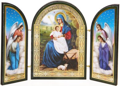 Иконы Рождество Христово складень тройной (19,5 х 12 см)
