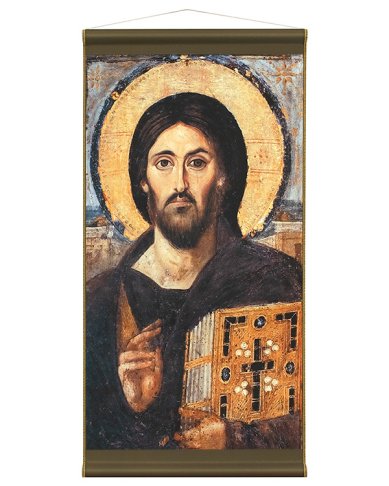 Иконы Икона на ткани Христос Пантократор «Спас Синайский», 45х23 см