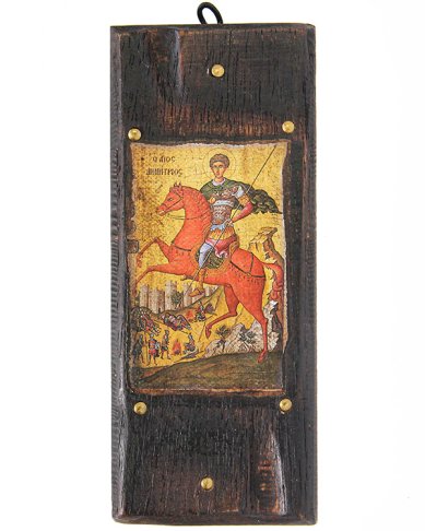 Иконы Димитрий Солунский, икона состаренная, 7х17 см