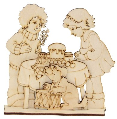 Утварь и подарки Пасхальная объемная самоделка-раскраска «Дети у стола»