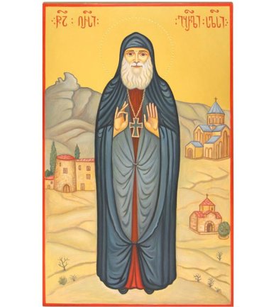 Иконы Гавриил Ургебадзе Самтаврийский преподобный писанная икона (30 х 50 см)