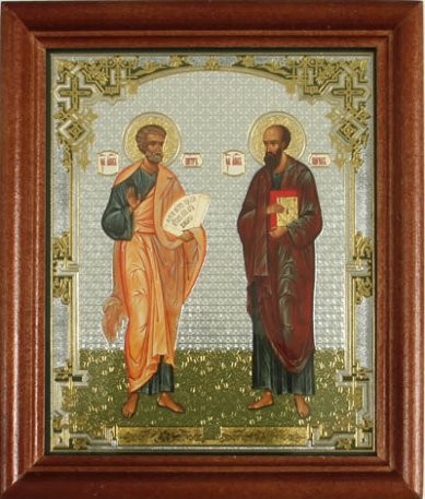 Иконы Петр и Павел апостолы икона с открыткой День Ангела (13х16 см, Софрино)