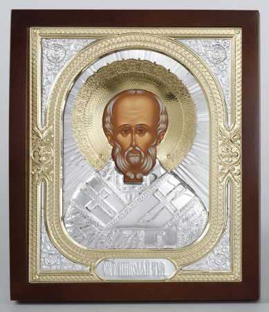 Иконы Николай Чудотворец икона в киоте (24,5 х 20,5 см, Софрино)
