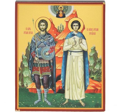 Иконы Артемий Антиохийский и Артемий Веркольсий икона на дереве, ручная работа (12,7 х 15,8 см)