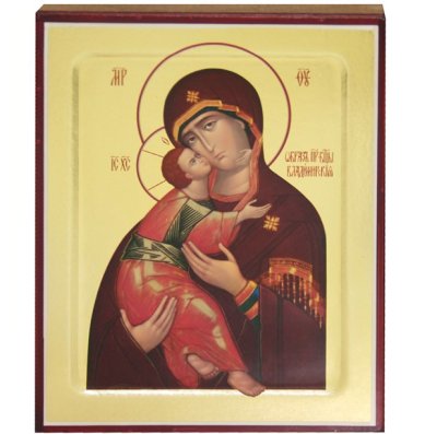 Иконы Владимирская икона Божией Матери на дереве (12,5 х 16 см)