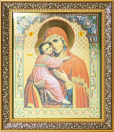 Иконы Владимирская икона Божией Матери в багетной рамке (18 х 21 см)