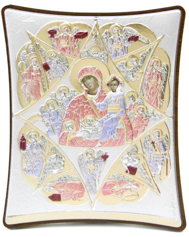 Иконы Неопалимая Купина икона Божией Матери в серебряном окладе, ручная работа (12 х 14,5 см)