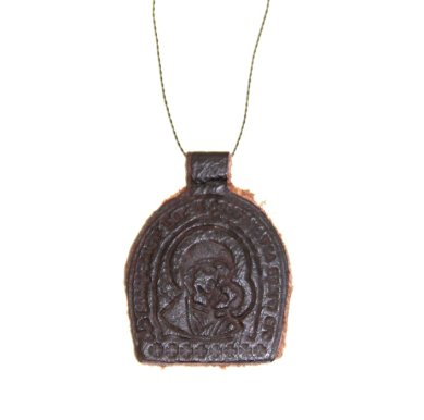 Утварь и подарки Ладанка с образом, освященная на Иово-Почаевских мощах (экокожа, коричневая)