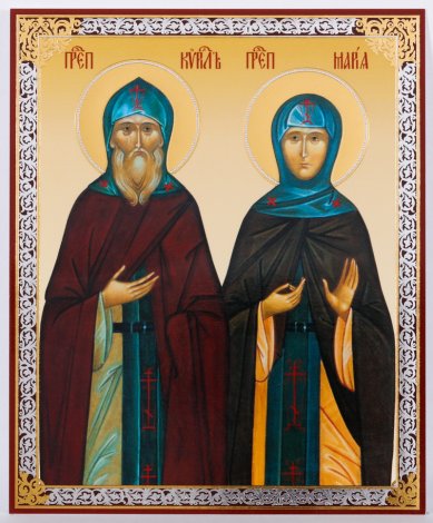 Иконы Кирилл и Мария преподобные икона на оргалите (11 х 13 см, Софрино)