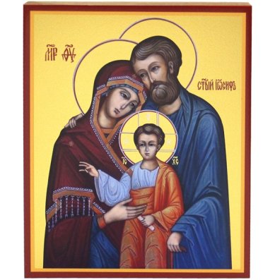 Иконы Святое Семейство икона на дереве, ручная работа (12,7 х 15,8 см)