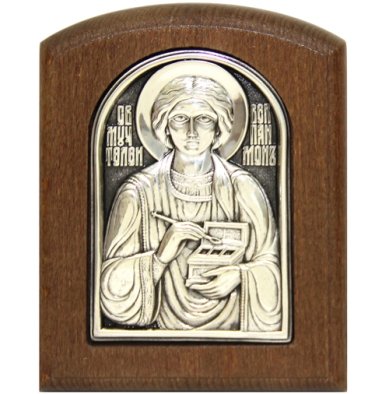 Иконы Пантелеимон целитель икона, ручная работа (9,5 х 7,5 см)