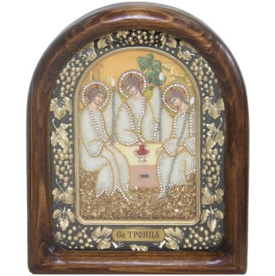 Иконы Троица Святая икона из бисера (18,5 х 23 см)