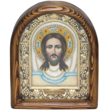 Иконы Спас Нерукотворный икона из бисера (18,5 х 23 см)