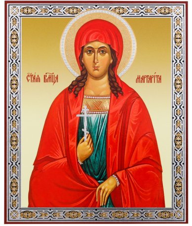 Иконы Маргарита Антиохийская, икона на оргалите, 11х13 см
