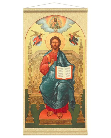 Иконы Господь Вседержитель, икона на ткани с подвесом, 23х13 см