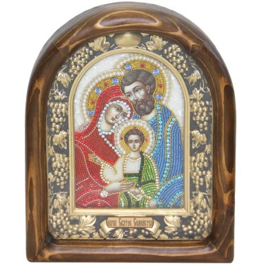 Иконы Святое семейство икона из бисера (18,5 х 23 см)